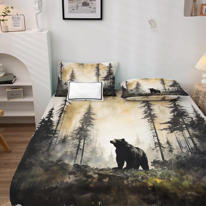 Miniatura 3 de Bear Sheets Queen - Sábanas de microfibra suave con bolsillo profundo y estampado sin arrugas, 4 piezas (1 sábana bajera, 1 sábana encimera, 2