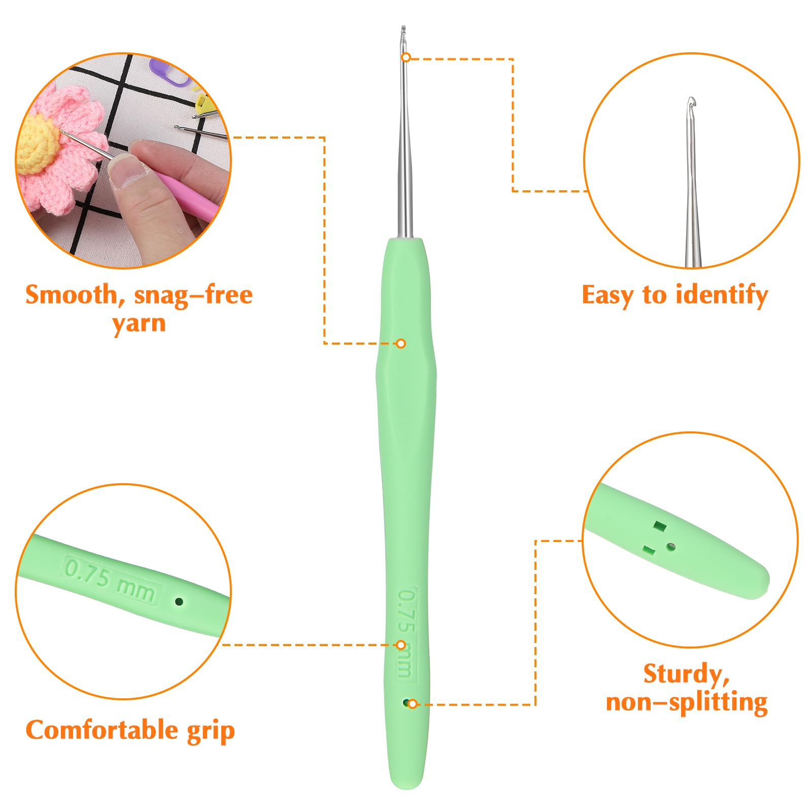 10-teiliges Häkelnadel-Set Mit Softgriff - 0,5mm Bis 2,75mm Für Anfänger & Profis