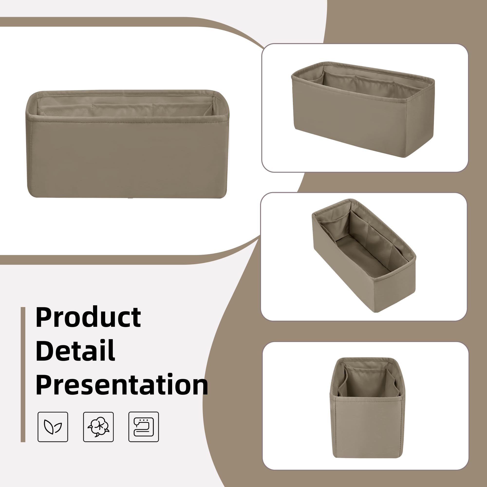DGAZ Organizador de Bolso de Seda Premium, Inserto Ligero Compatible con 24/24-Mini/29/35, Forro Interior Elegante que Protege y Organiza (Gris tourterelle, 24/24-29)