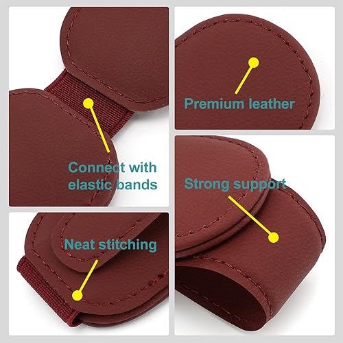 Miniatura 3 de Paquete de 2 soportes de cuero para lentes de sol para visera solar de automóvil, clip magnético para colgar anteojos para automóvil, soporte para