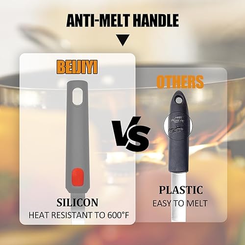 Miniatura 6 de Beijiyi - Juego de 3 espátulas de silicona resistentes al calor de 600 F para utensilios de cocina antiadherentes, utensilios de cocina grandes y