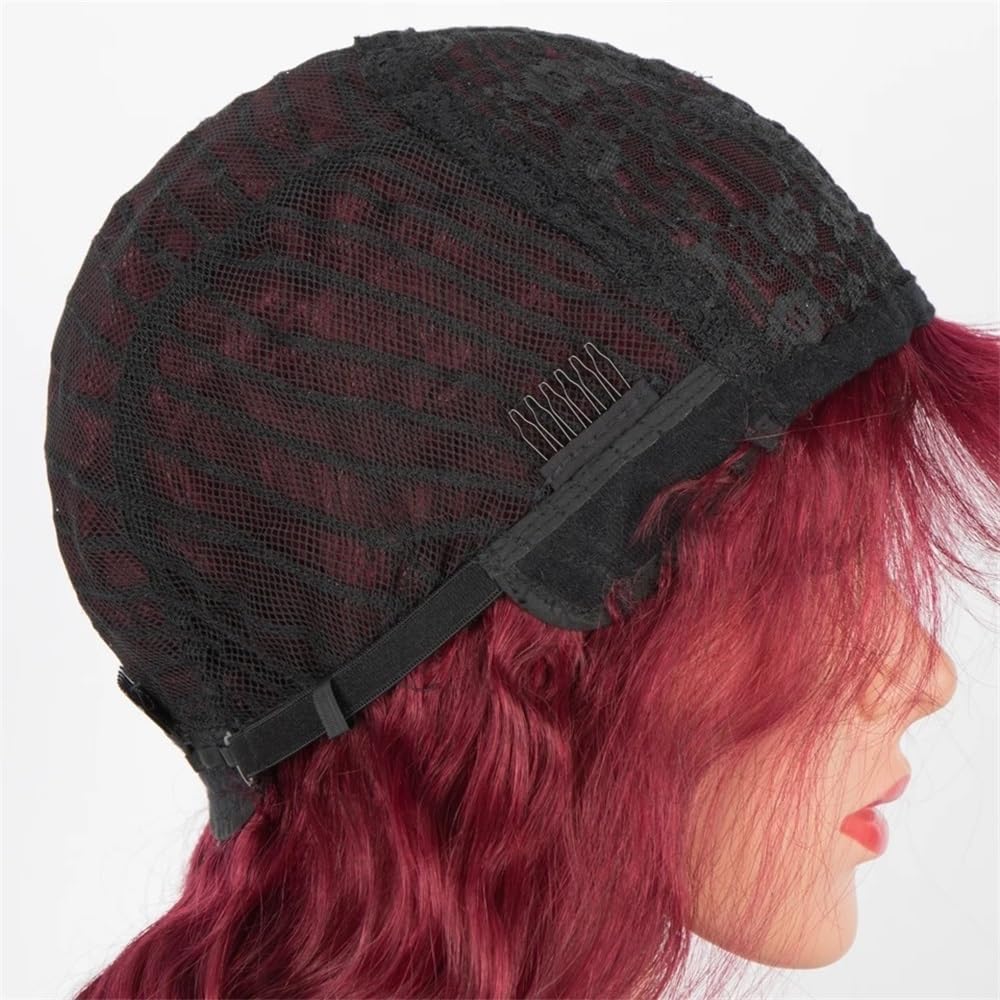 Schöne Roter kurzer, tief gewellter Bob, 100% Echthaar(24inches)