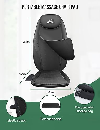 Miniatura 7 de Snailax Masajeador de espalda con calor, regalos para hombres, mujeres, amasamiento eléctrico de tejido profundo, silla de masaje de cuerpo completo