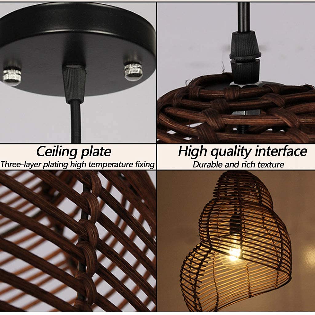 Kreative Hängeleuchten Muschel Gewebt Kronleuchter Pendellampe E27 Gewebt Rattan Höhenverstellbar Pendelleuchte Industrie Esszimmer Lichter Wohnzimmer Kinderzimmer Cafe Esszimmer lampe,Woodcolor,25CM