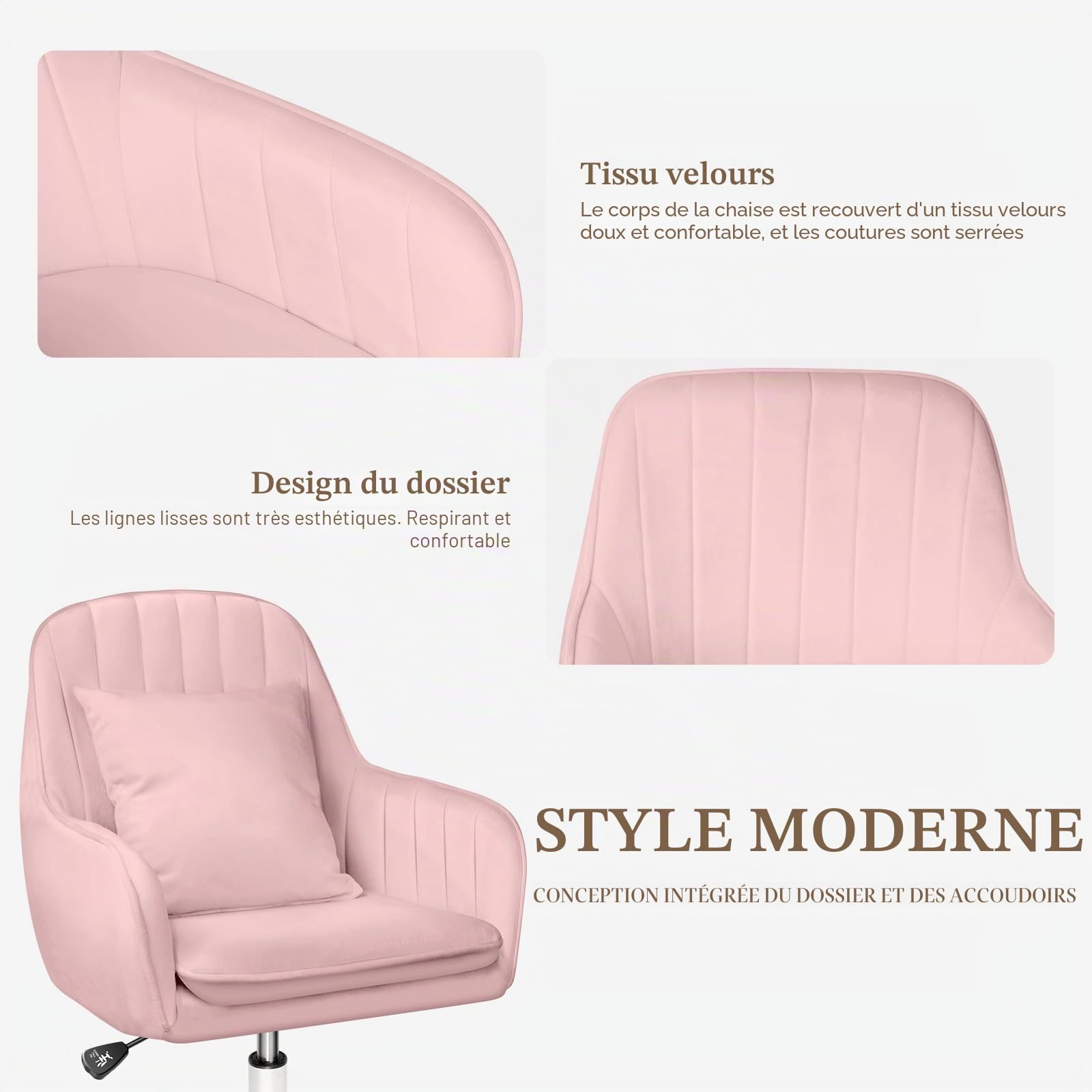 Chaise de Bureau Mignonne - Chaise de Travail réglable, Moderne et Confortable, pivotante à 360°, Dossier Moyen, adaptée au Bureau à Domicile et au Salon