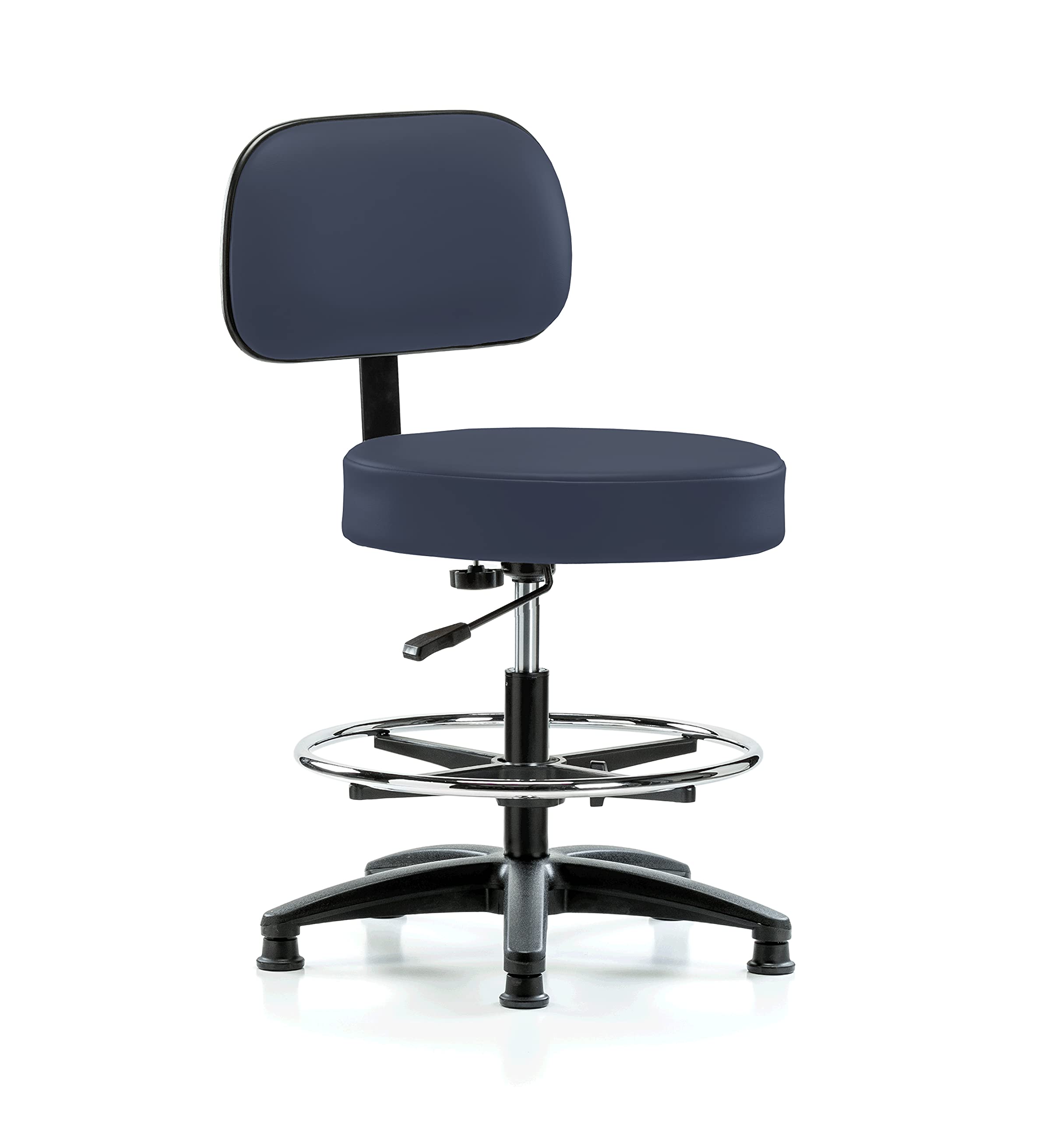 Perch Basic Exam Stool with Foot Ring, Glides, 21-28.5", Imperial Blue