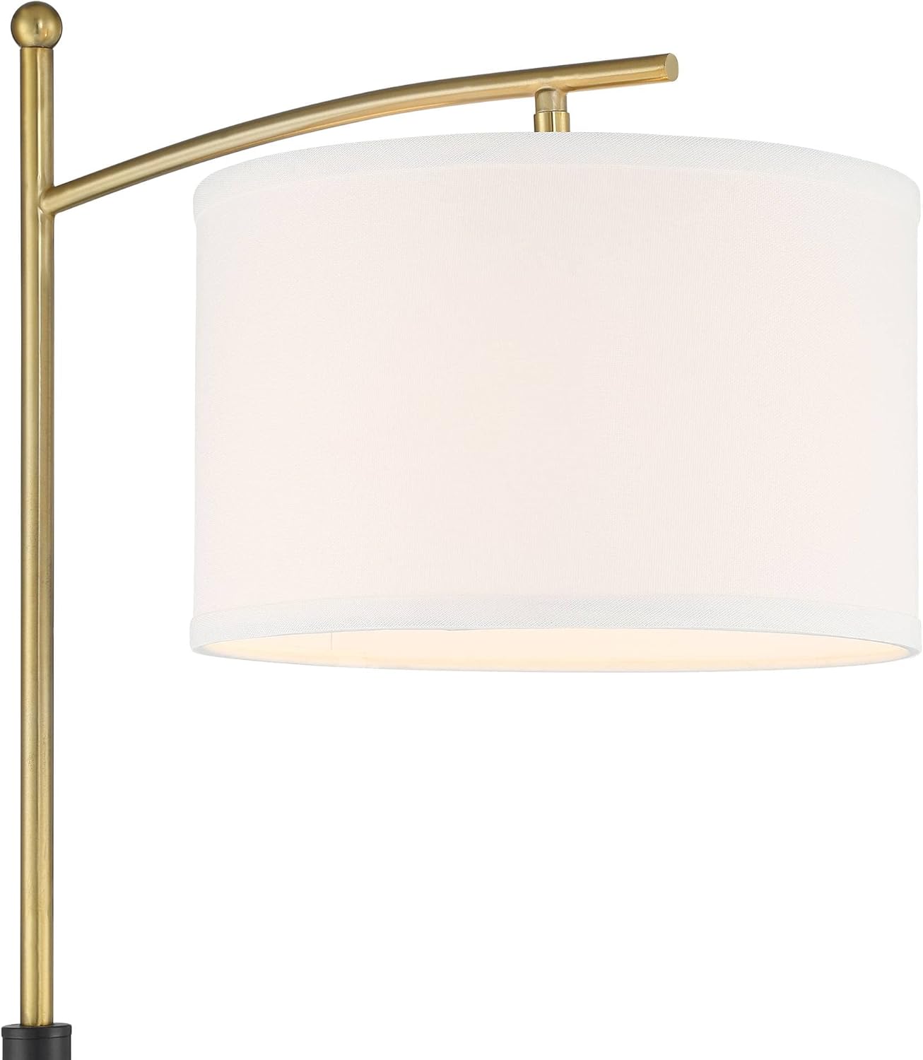 Possini Euro Design Burbank Modern Downbridge Floor Lamp 64" Tall Black Brass Gold Metal Linen Drum Shade for Living Room Reading Bedroom Home Office House