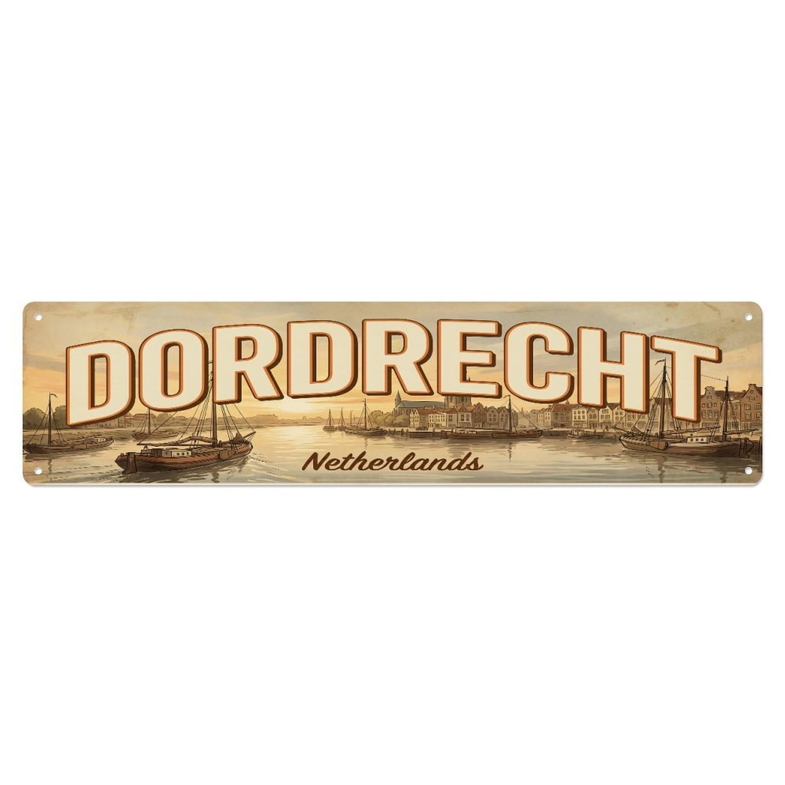 Metal Tin Sign Vintage Travel Netherlands Dordrecht