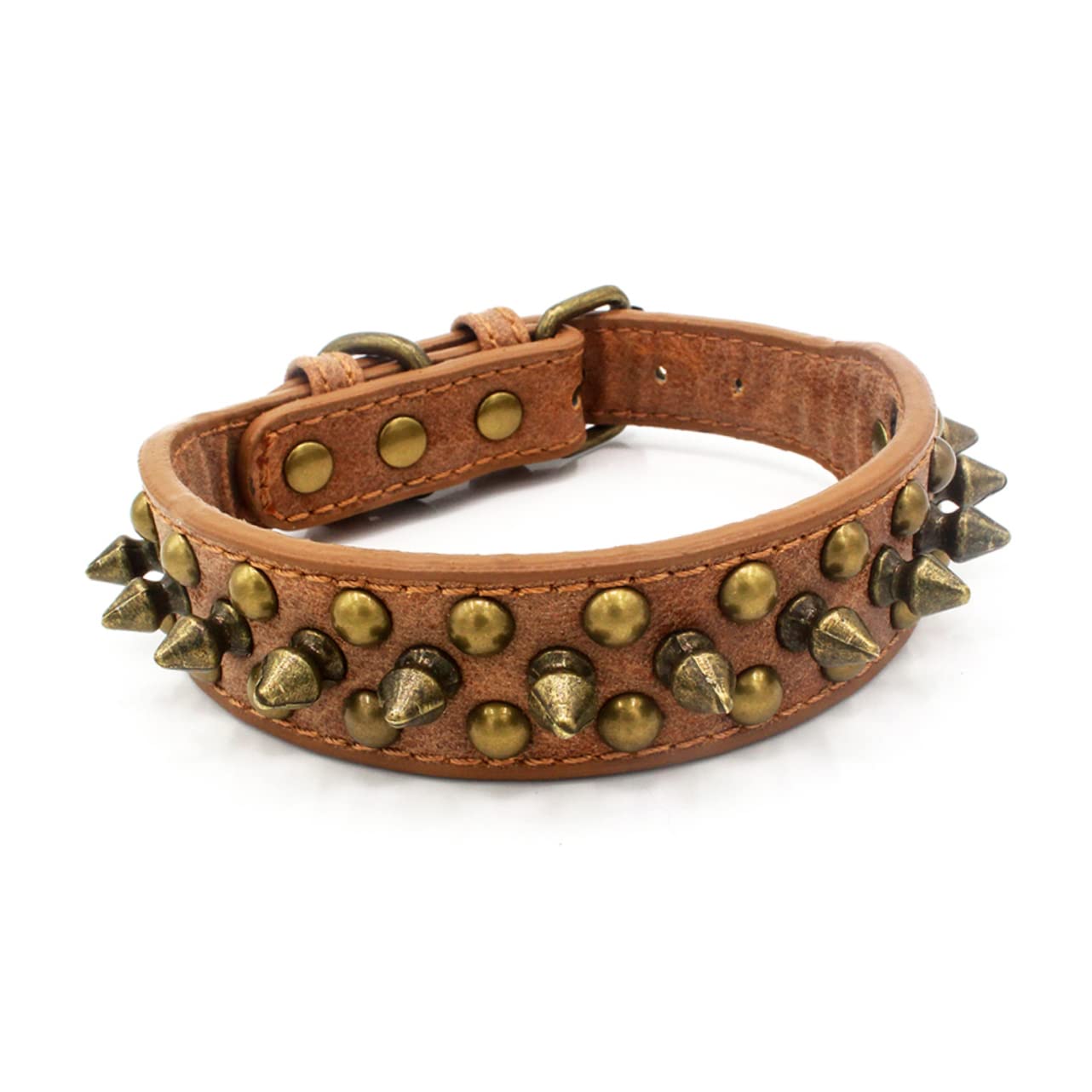 SUPVOX 3piezas Collar De Perro De Rivetes y Tachuelas Diseño Estiloso para Mascotas Color Marrón para Paseos y Actividades Al Aire