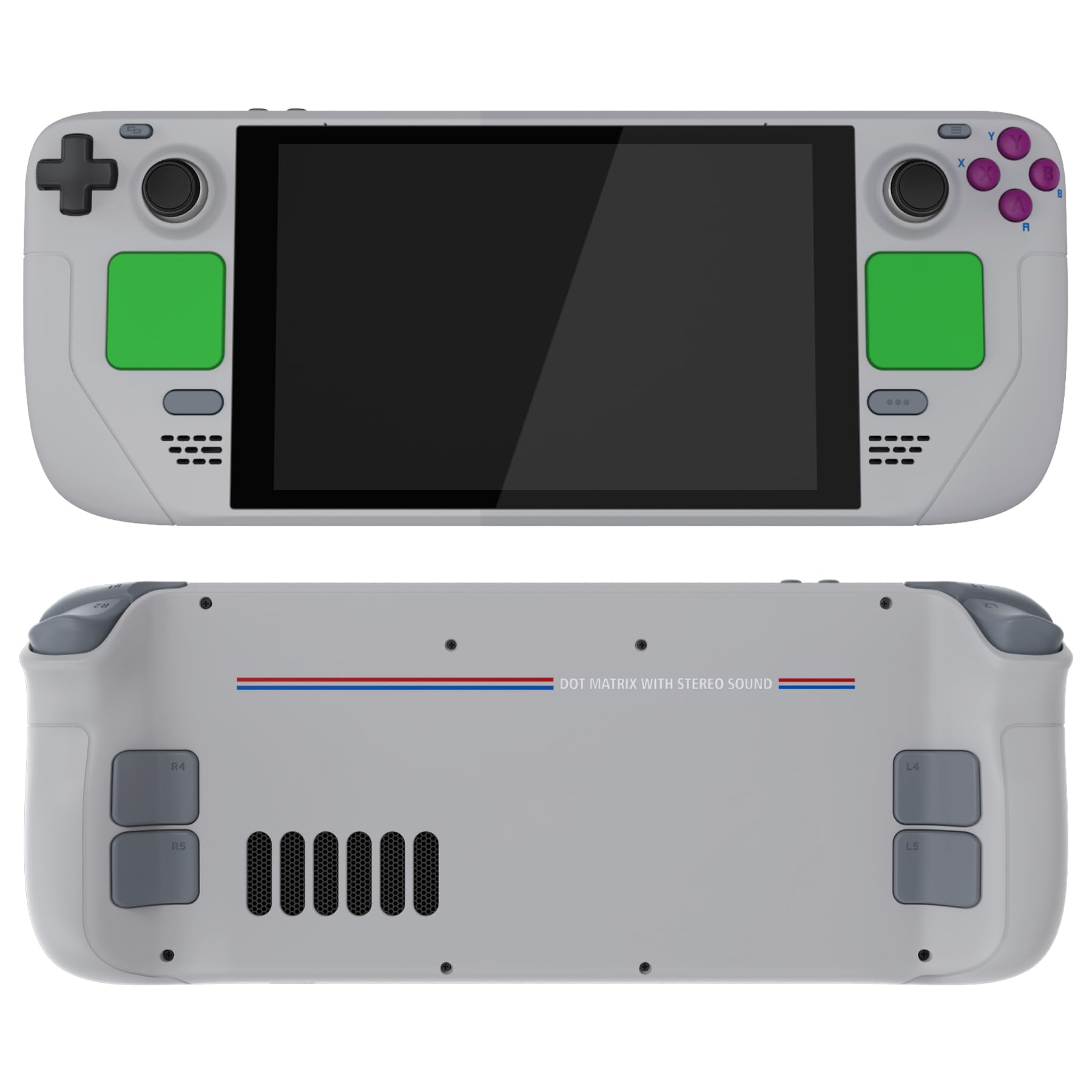 eXtremeRate Cover Tasti Kit per Steam Deck LCD,Custodia Frontale Posteriore Pulsanti Shell DIY Ricambio per Steam Deck LCD,Senza Console-Stile Classic 1989 GB DMG-01