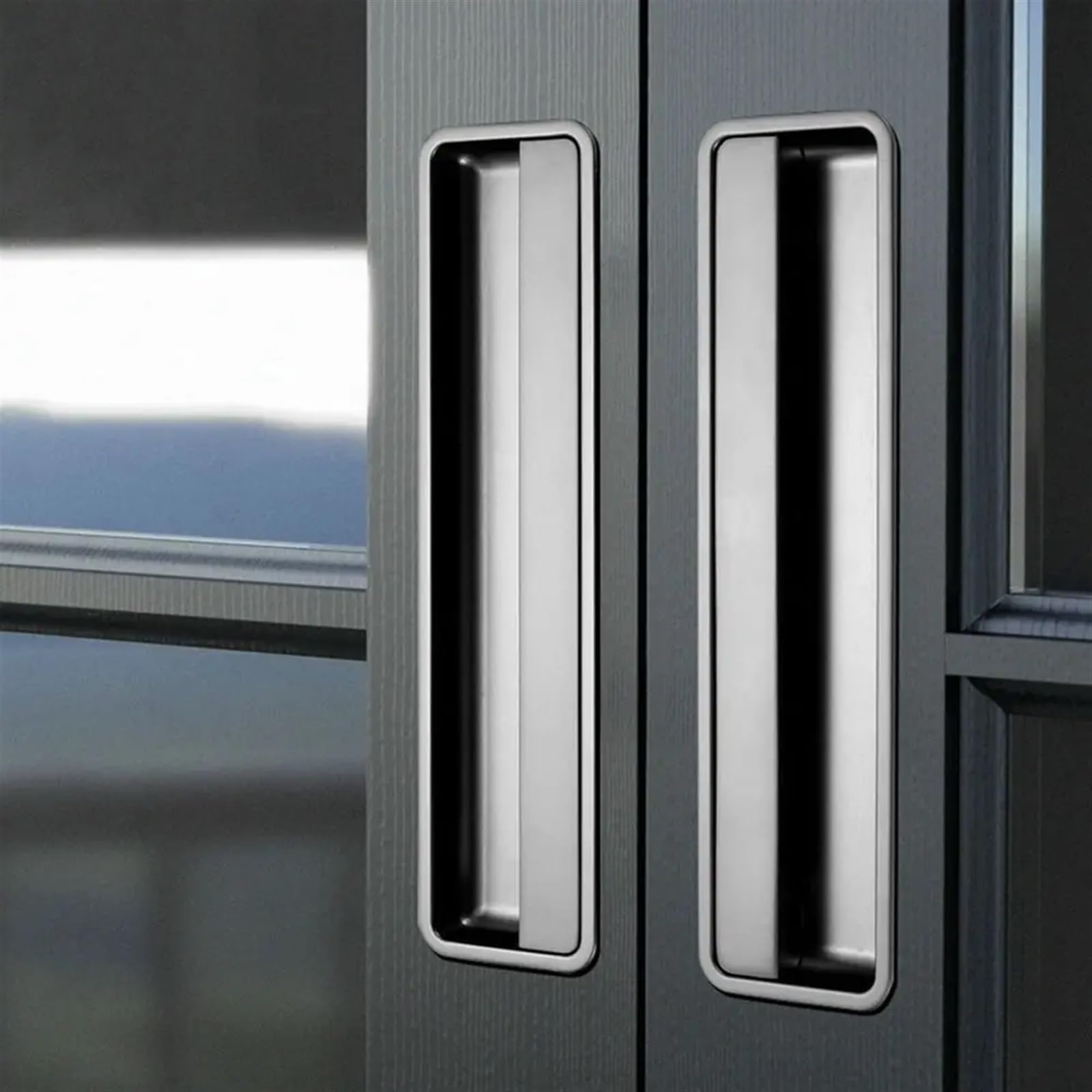 Aluminiowa klamka do drzwi wpuszczanych, przesuwnych, niewidocznych(Black)