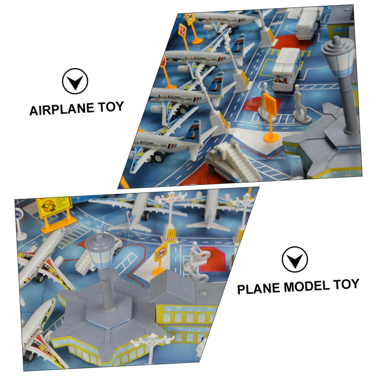 Set Giocattolo Aereo Scena Aeroporto Educativo in PVC per Ragazzo Ragazza | Pvc, Statica per Simulazione Creativa, Decorazione per Scrivanie e Vetrine