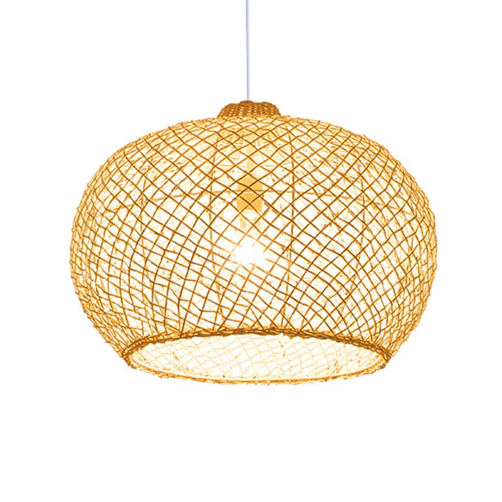 SHUANGZ Natural Bamboo Rattan Pendant Light Fixtures Beige Rattan Lamp Shade Modern Coastal Style Farmhouse Hanging Lamp E26 Socket for Farmhouse Dining Room Entryway Foyer 1-Light