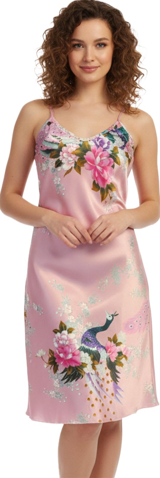 Trifolium Kimono Robe And Chemise Silky Peacock Satin Nightgown Bathrobe Wedding Negligee Nightdress — view 28