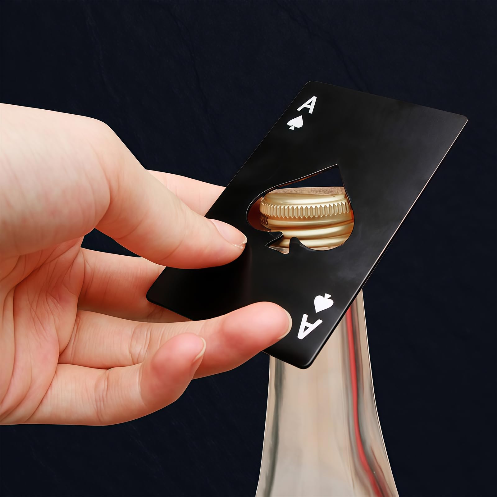 Ace of Spades Card Bottle Opener, Stainless Steel Credit Card Size Beer & Can Opener, Multi-Tool for Bar, Kitchen, Camping, EDC Gift for Men and Women - Novelty Unique Design