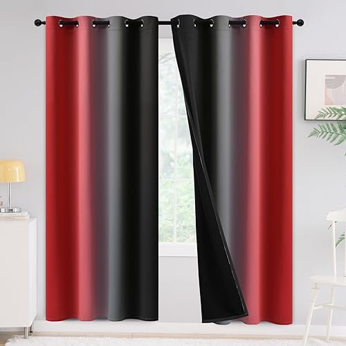 Miniatura 22 de Yakamok - Cortinas opacas 100% de 84 pulgadas de largo, cortinas azules para oscurecer la habitación, cortinas ombré para dormitorio, con ojales,