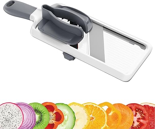 Cortador de alimentos de mandolina ajustable para cocina, cortador de verduras multifunción Cortador de alimentos de mano y cortador con protector