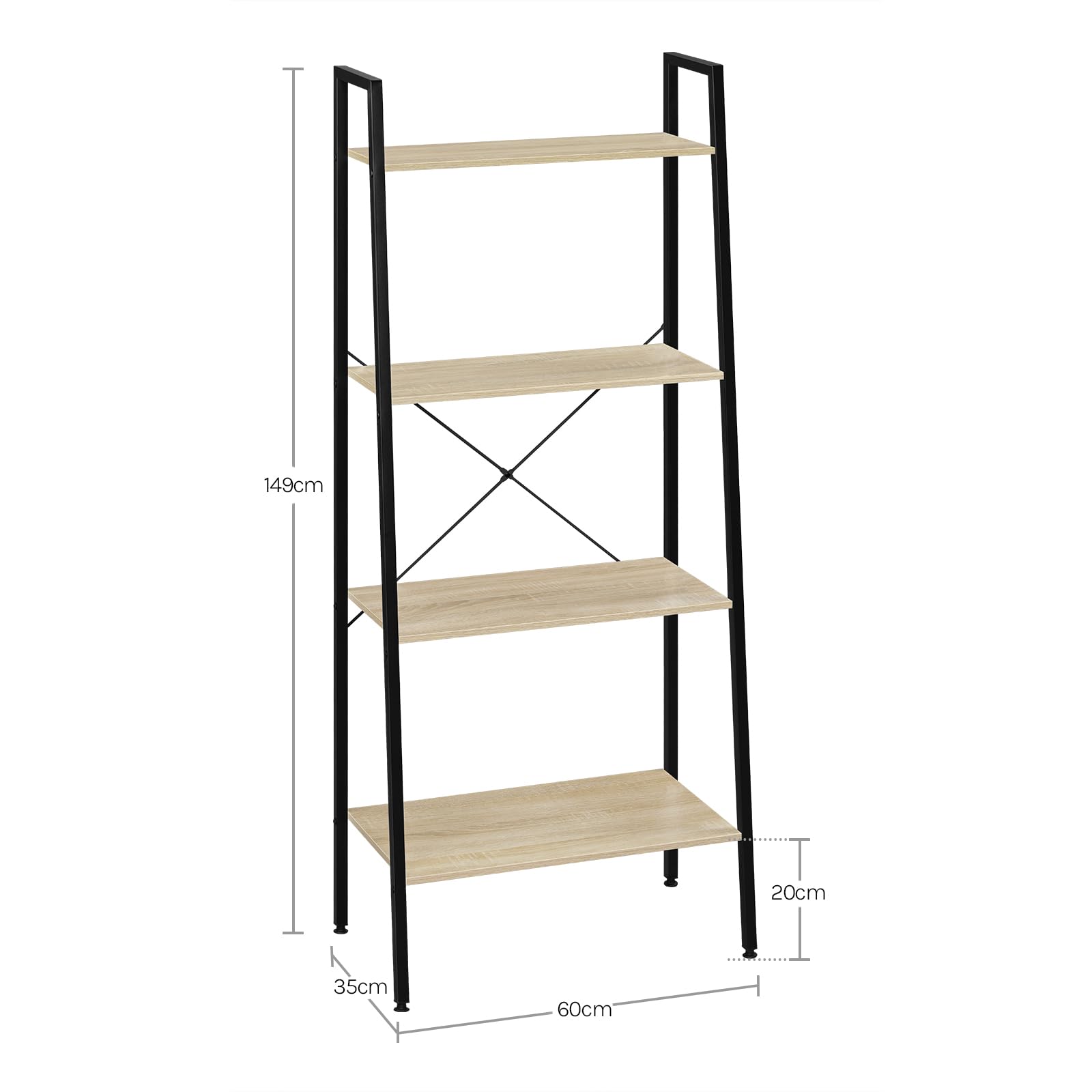 WOLTU Estantería Multiusos Moderna de 4 Niveles Librería para Sala de Esta Escalera de Flores Blanco + Roble Claro RGB9283whe