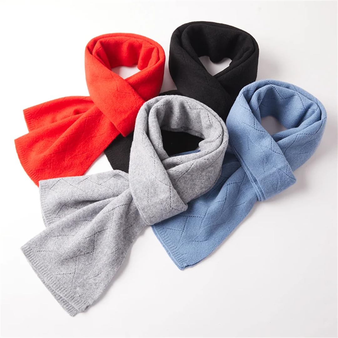 Bufanda de punto de lana para mujer, color sólido, suave, cálida, larga, chal hueco