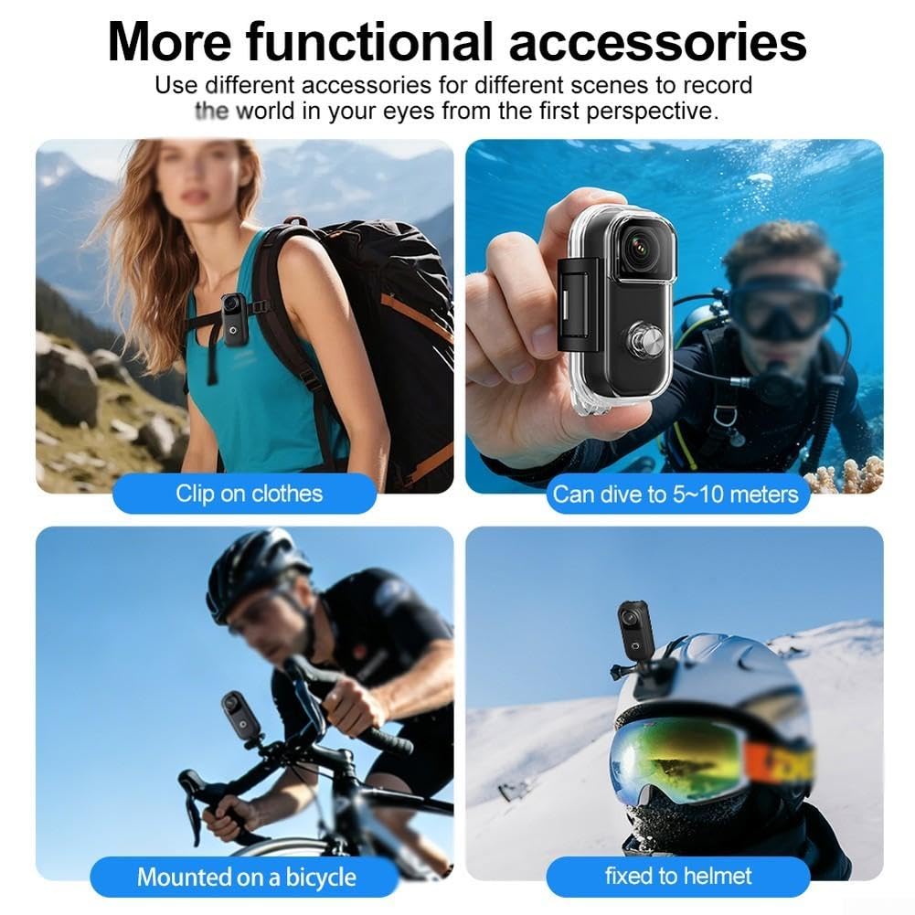 per mini macchina fotografica del corpo 4K con il supporto magnetico per | Design ultra compatto da 5,8 cm, usura magnetica a mani libere, registrazione 4K 30 fps, perfetto per vlog di viaggio (nero)