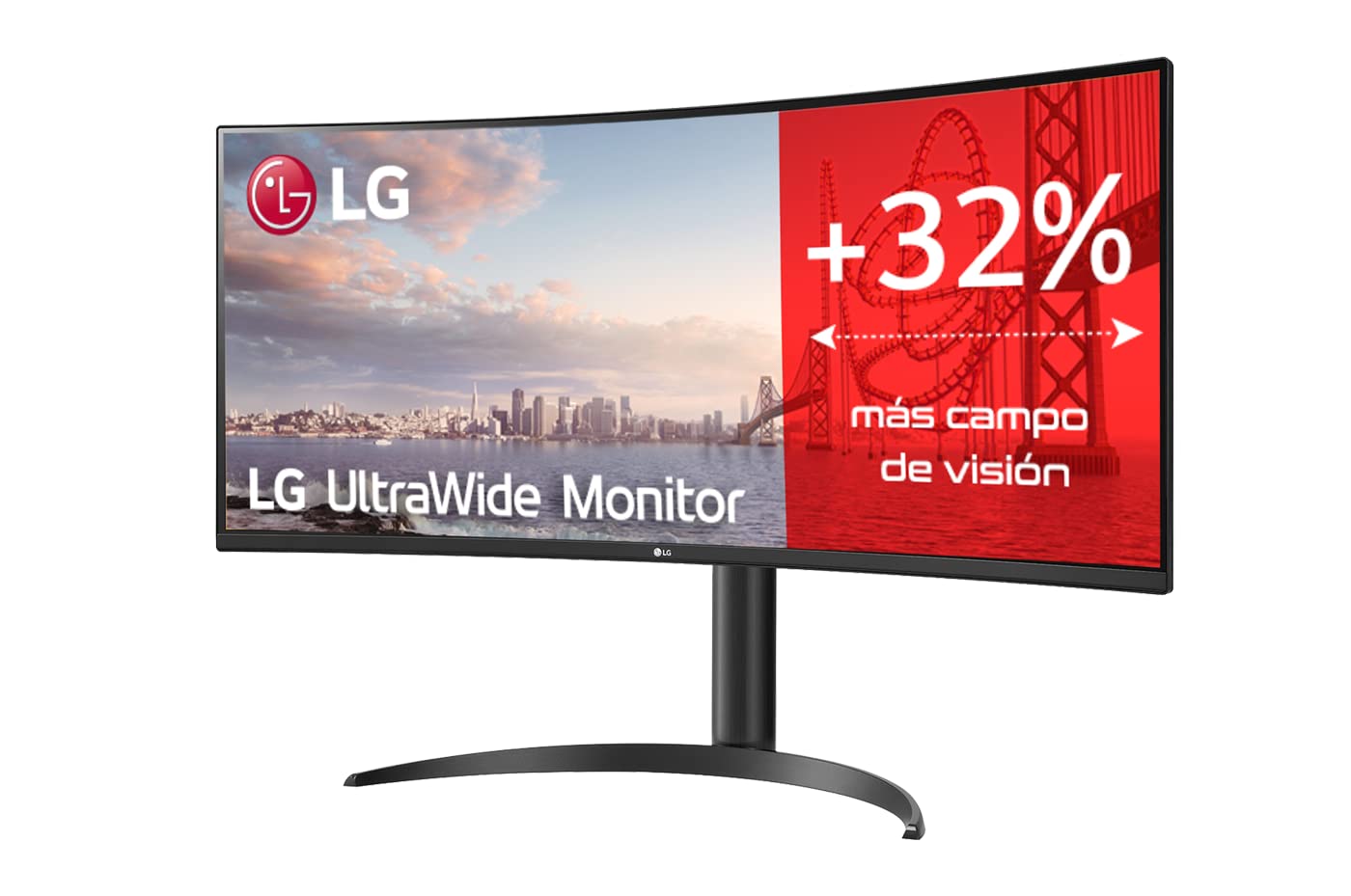 LG 34WP75C Monitor 34" QuadHD UltraWide Curvo 21:9 LED VA HDR 10, 3440x1440, 1 ms, AMD FreeSync Premium 160Hz, HDMI 2.0 (HDCP 2.2), Display Port 1.4, USB-C, Audio Stereo 14W, Flicker Safe, Nero