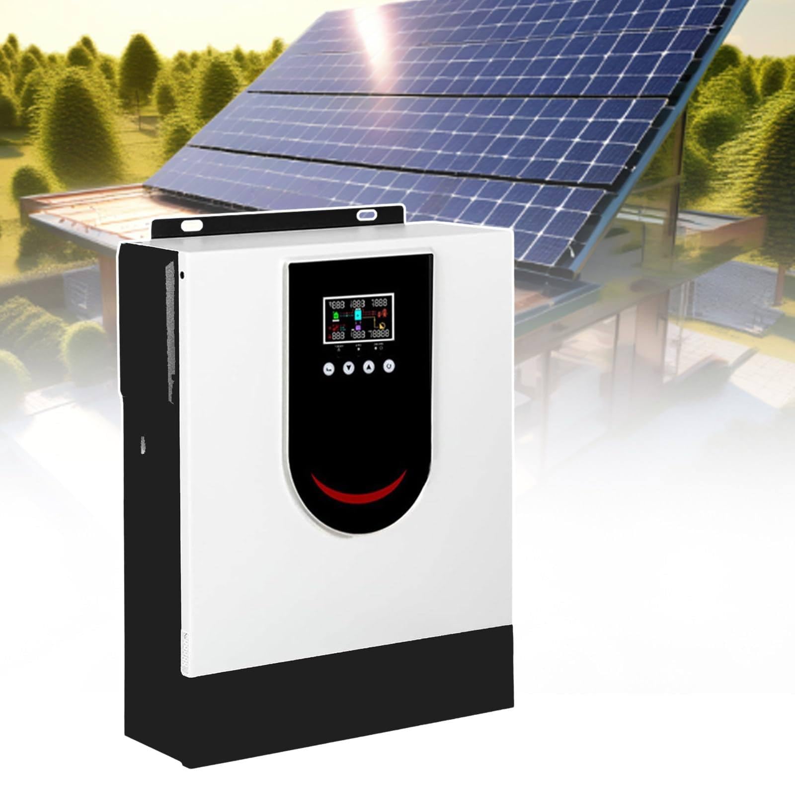 Inversor de onda sinusoidal pura, inversor-cargador híbrido para autoconsumo, inversor solar híbrido (2KW-6,2KW), pantalla LCD, con controlador de carga solar MPPT 80/120,2KW