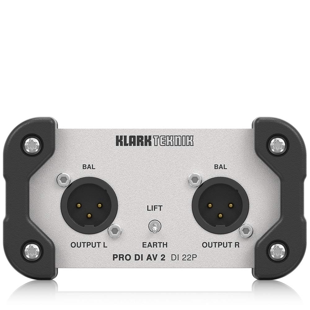 Klark Teknik PRO DI AV 2 DI 22P Stereo DI Box passivo con trasformatori Midas e gamma dinamica estesa