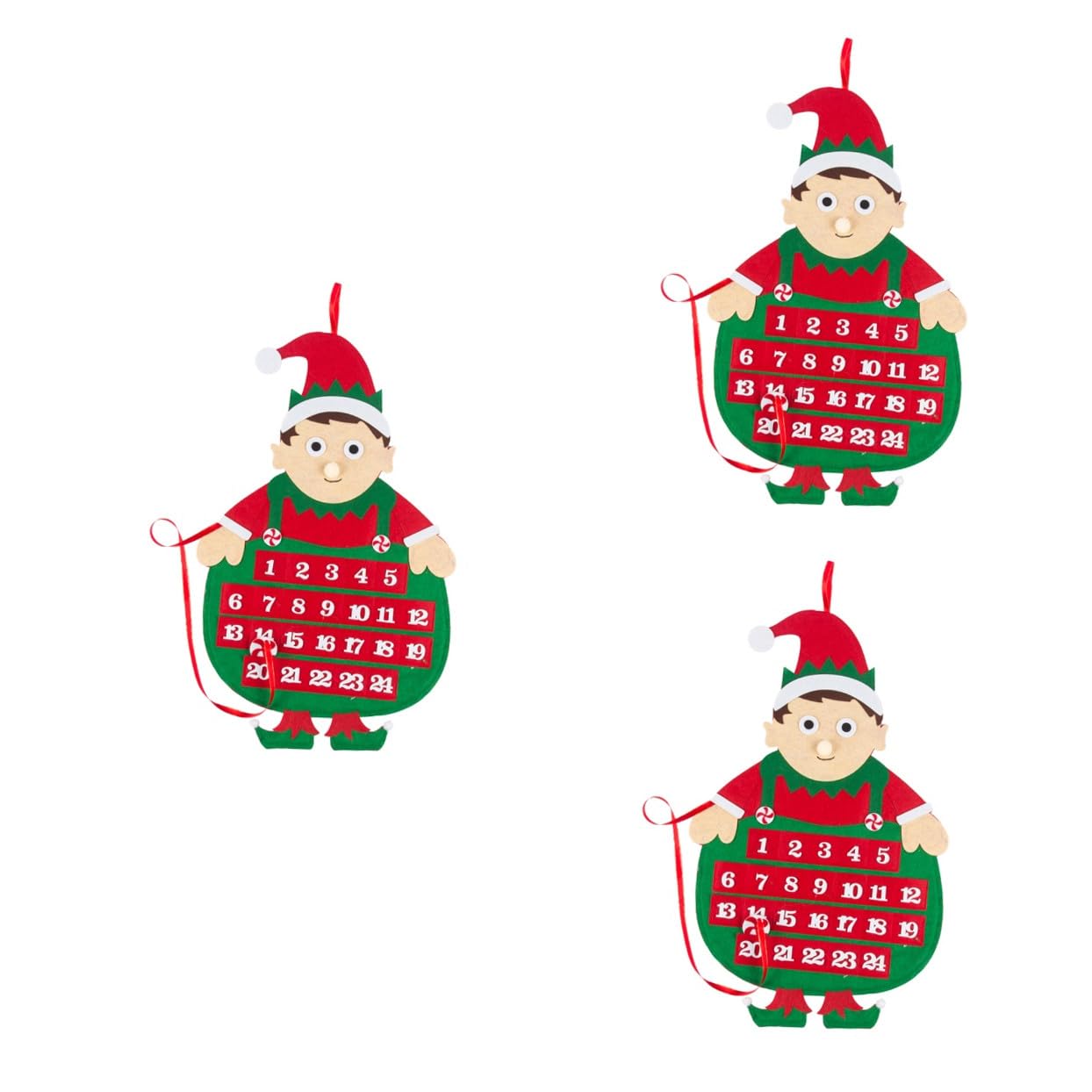 PRETYZOOM 3 Stk Urlaub Adventskalender Neujahr Advent Adventskalender Aus Filz Krippendekoration Weihnachtstuchkalender Weihnachtskalender Hängend Ornament Karikatur Gefühlt Ältere