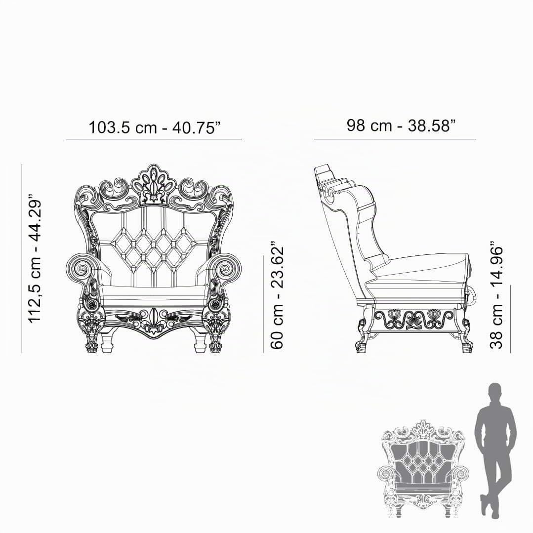 Slide Poltrona Queen of Love Rossa - Design Barocco Moderno Stile Trono in Polietilene per Interno ed Esterno - Ideale per Salotto Giardino e Hotel - Made in Italy - 103,5x98x112,5 cm