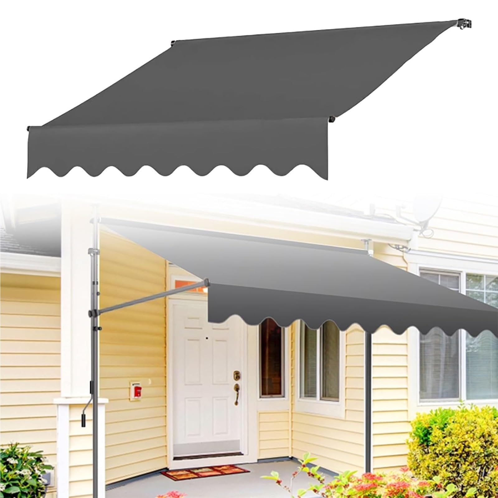 auvent Auvent de Remplacement réglable en Tissu, auvent en Polyester Enduit de PU résistant aux UV for patios, Durable et résistant aux intempéries