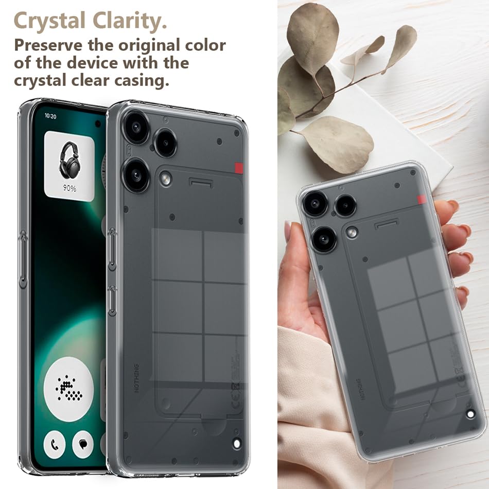 Image of Fashionury Crystal Clear Case for Nothing Phone 3a Lite 5G | Yellowing Resistance | Transparent TPU Silicone | Raised Camera Lips | Slim Transparent Cover