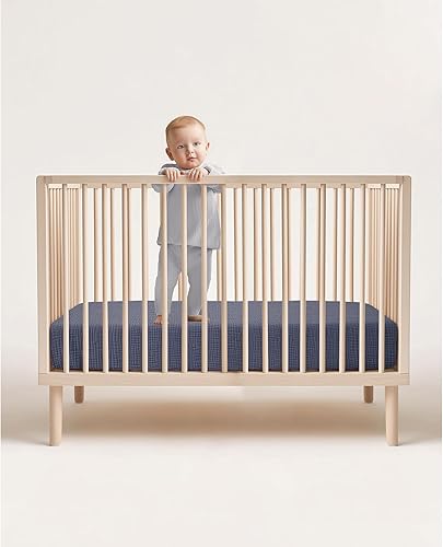 Miniatura 2 de lulumoon Sábanas de muselina para cuna de bebé, sábanas ajustables de algodón neutro para niños y niñas, paquete de 2