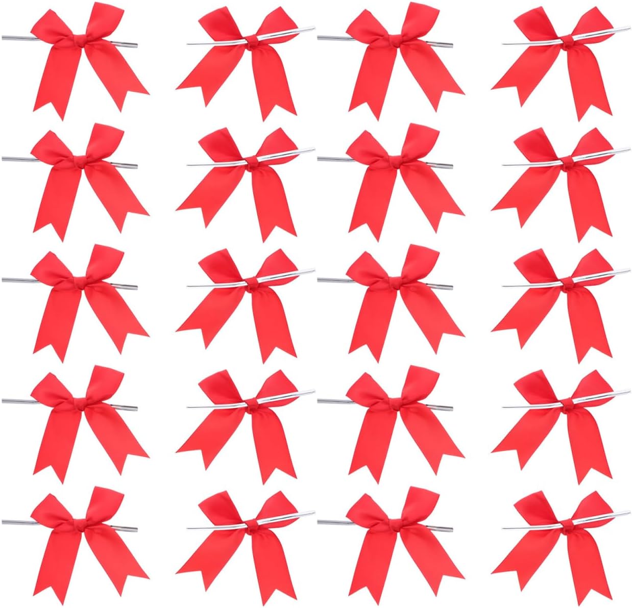 Red Twist Ribbon Bows with Pre Tied Twist Ties 3.34X3.14 Inch Satin Mini Bows for Candy Packaging Wedding Cake Decoration Birthday Party Treat Bags