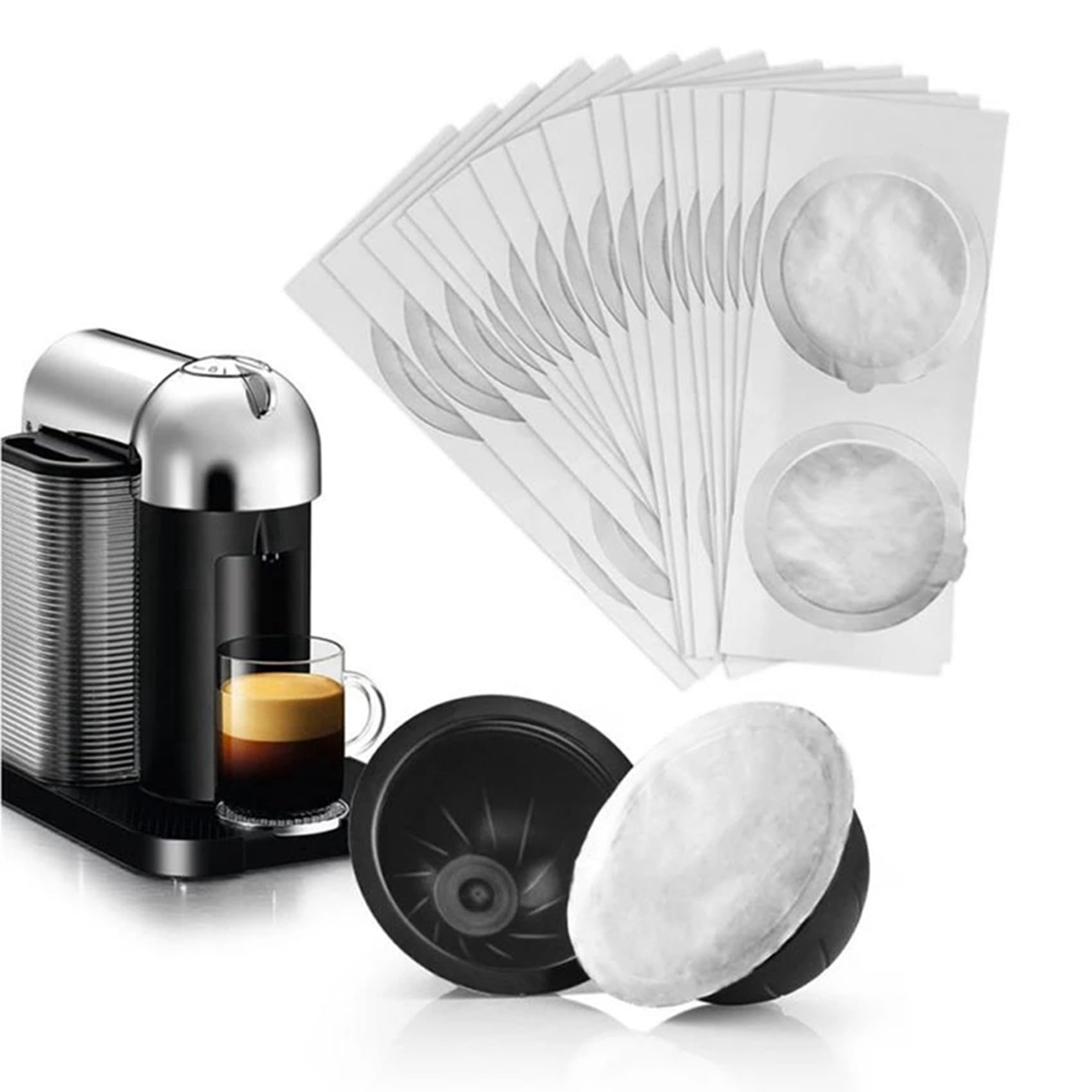 500PZ 62MM Capsule di caffè USA e Getta Guarnizioni Fogli Crema Schiuma di caffè Filtro Coperchio Adesivo per Vertuo