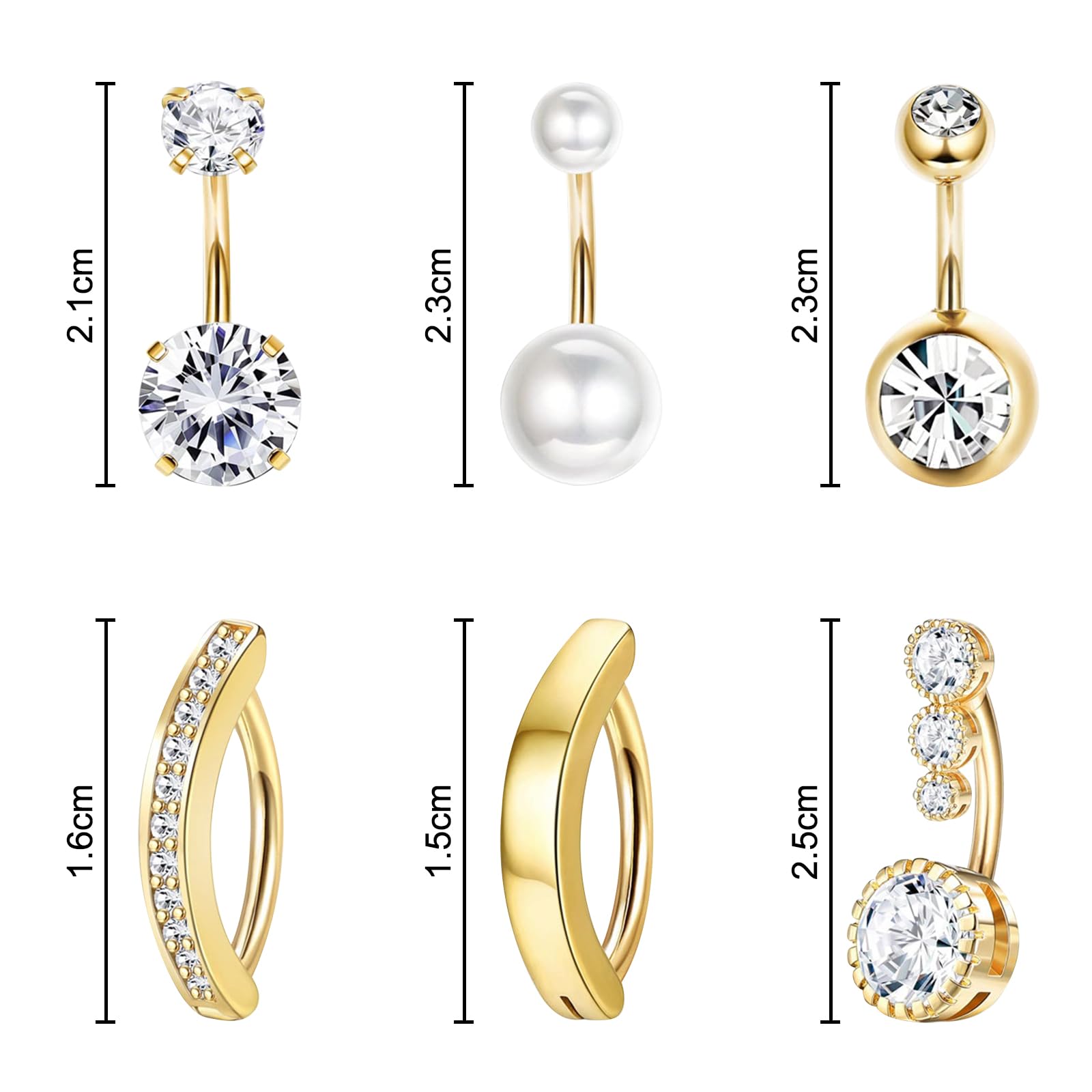 TYXHXTF 11 Piercing Nombril Percing Au Nombril, Piercing Nombril Anneau Percing Nombril, Corps Piercing Bijoux Barbells, Coeur Papillon Anneau De Nombril Bijoux De Piercing Au Ventre Pour Femme, Or