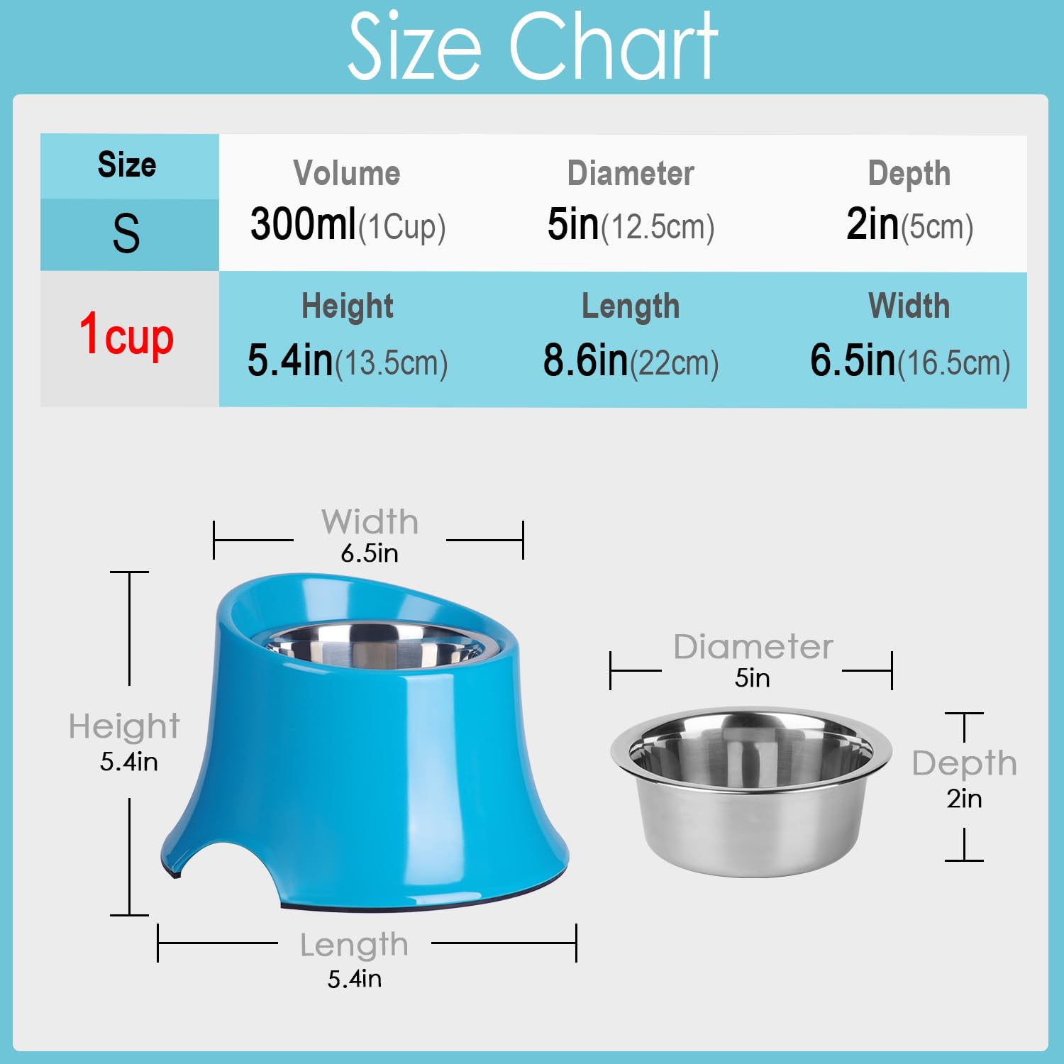 Super Design Comedero elevado para perros para comida y agua, pequeño, color azul
