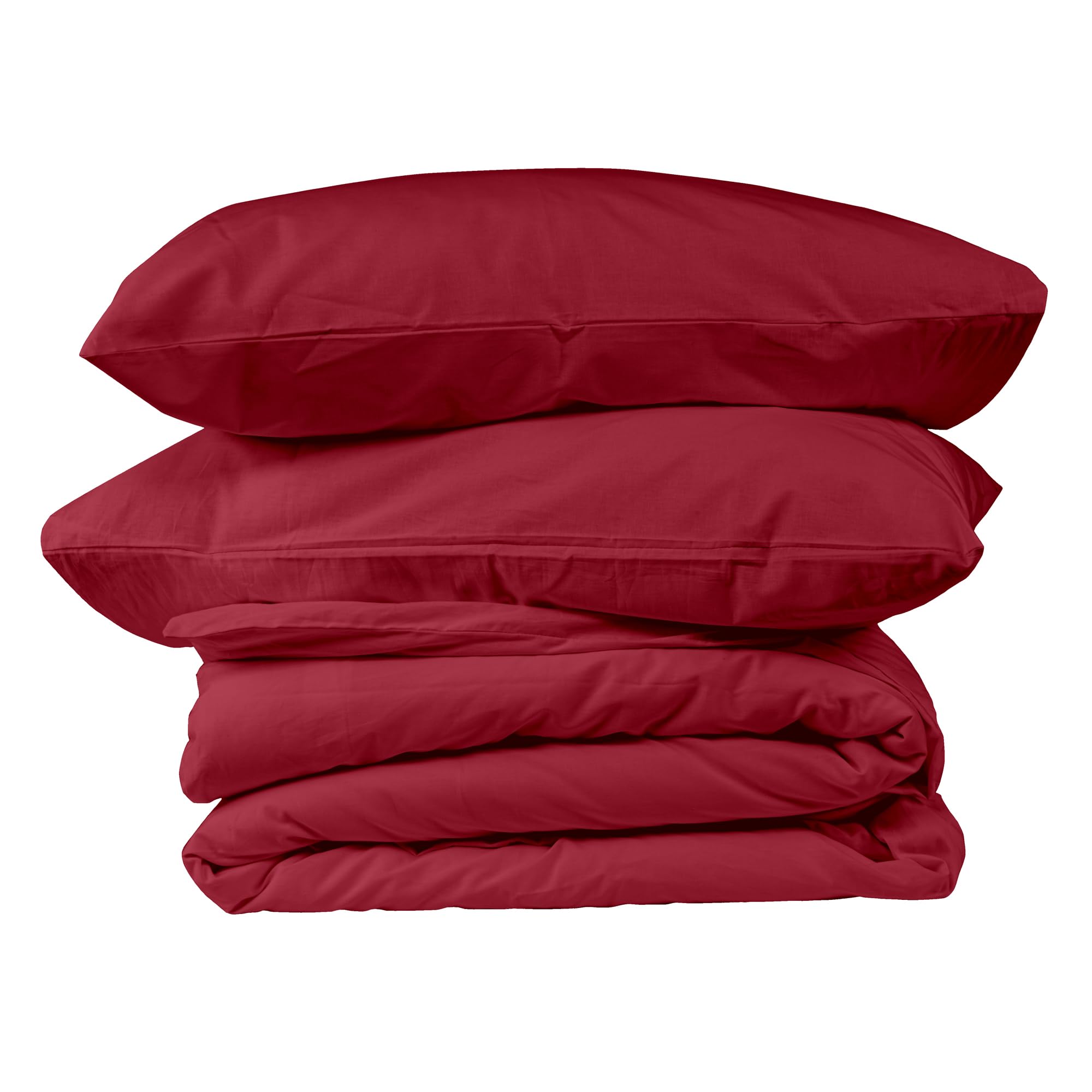 Ruggeri Set Lenzuola Completo Copripiumino Matrimoniale, Cotone, Rosso | 1 sacco copripiumino 250x200 cm risvolto 40 cm 1 lenzuolo angoli 170x200 cm alto 25 cm 2 federe 50x80 cm chiusura sacco 20 cm