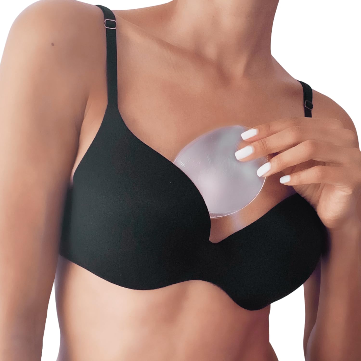 Photo 1 of Framed Mint Silicone Bra Inserts - Push Up and Add Fullness Stay in Place Adhesive Cleavage Boosting Breast Enhancing for Dress, Swim & Everyday Wear (Medium), Clear