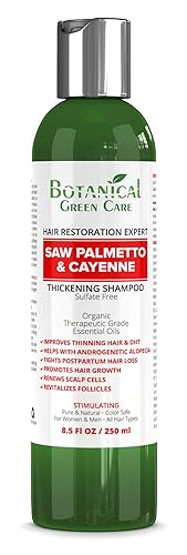 Botanical Green Care Champú antiadelgazamiento "Saw Palmetto & Cayenne", champú espesante para adelgazar el cabello, champú para pérdida de cabello,