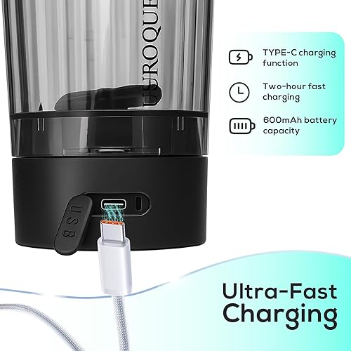 Miniatura 6 de Botella mezcladora eléctrica de proteínas, vaso mezclador de 24 onzas para batidos de proteínas y polvos, potente mezcla de vórtice, tapas de taza