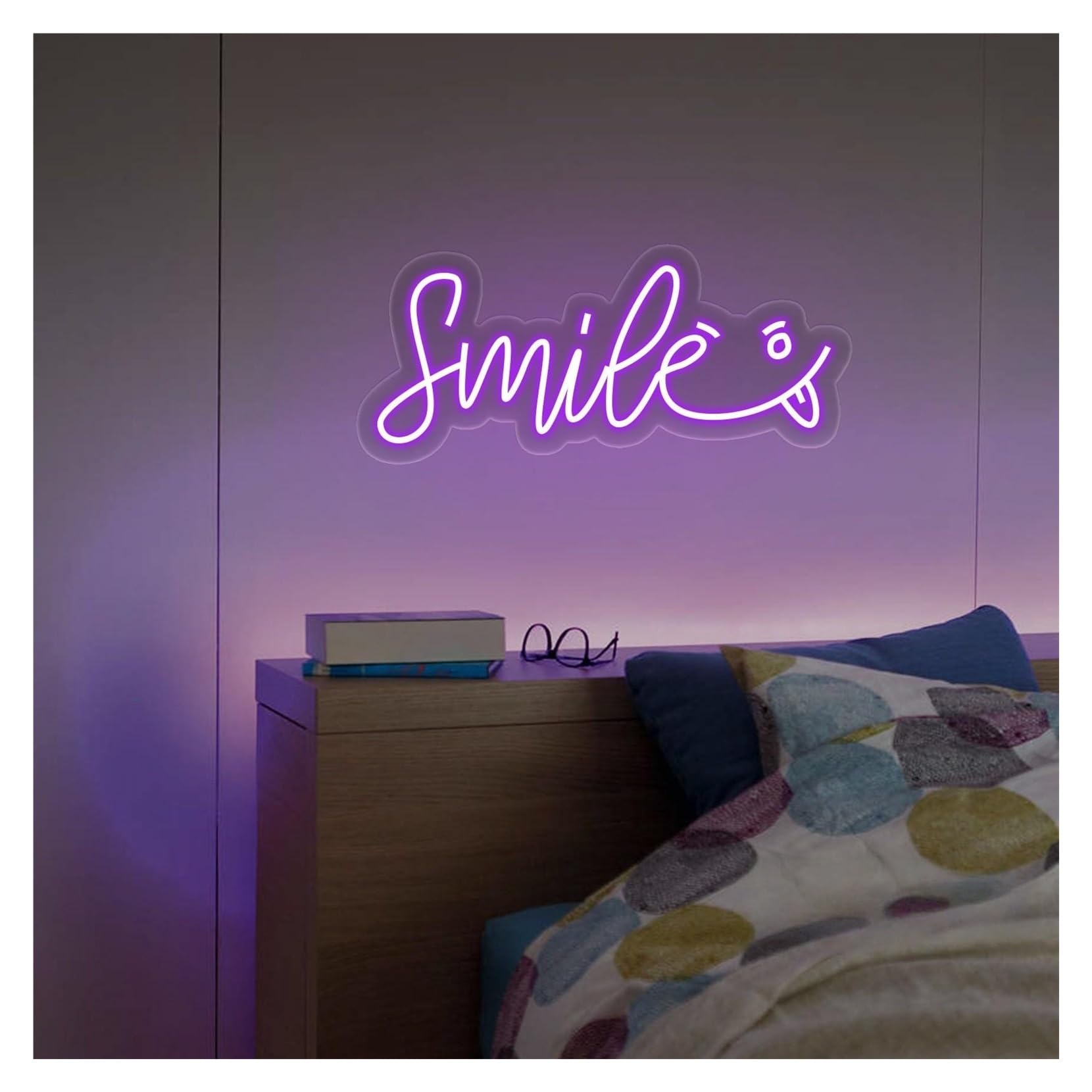 RONGCH Hanging Art Signs Smile Neon Sign,Suitable for Home Playful Wall Decor with Dimmable 18cmx40cm(A)