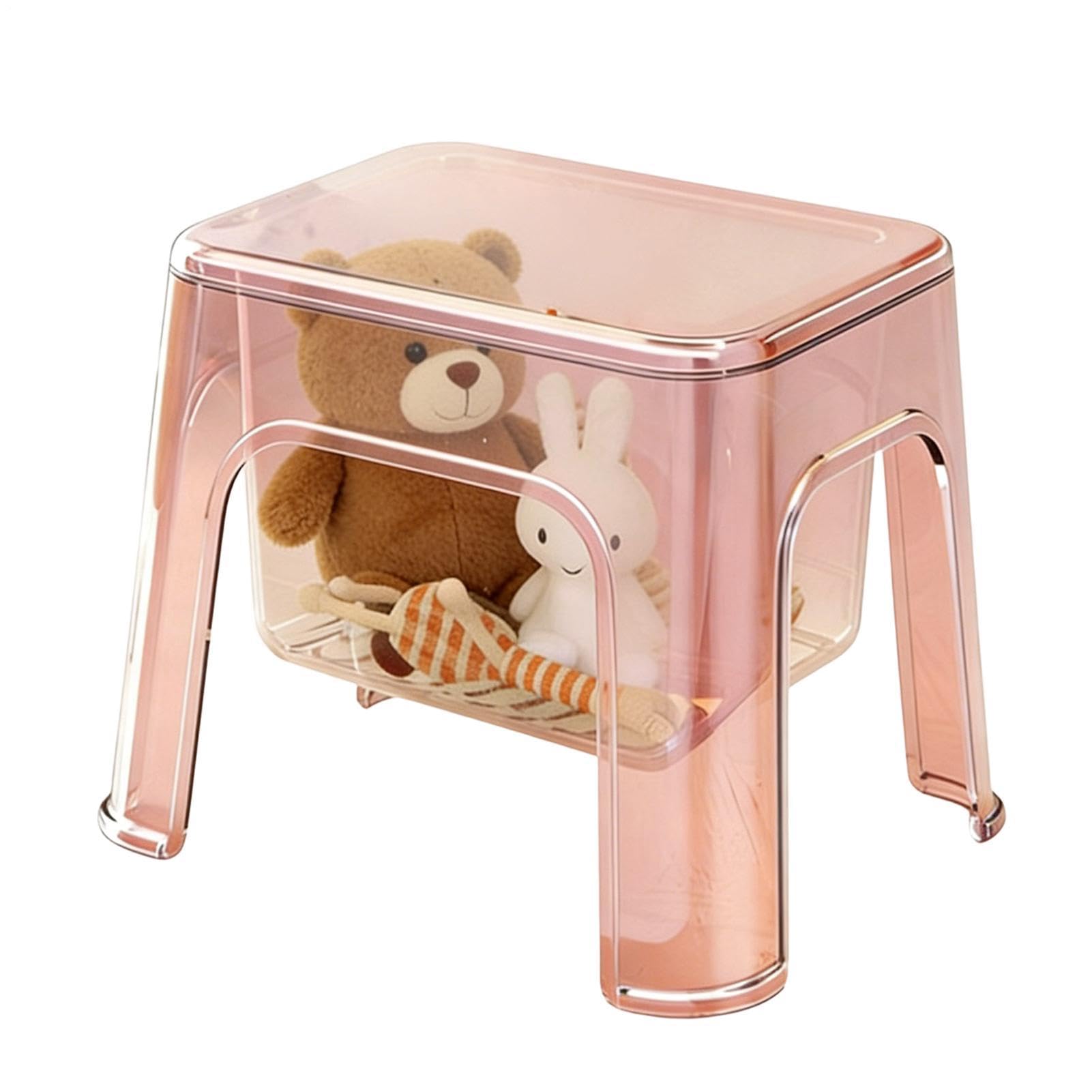 Genérico Taburete de Baño Silla de Baño Color Transparente con Espacio de | Banco Pequeño de la Ducha Para en Dormitorio, Tocador, Rincón de Almacenaje, Baño, Cocina y Hogar