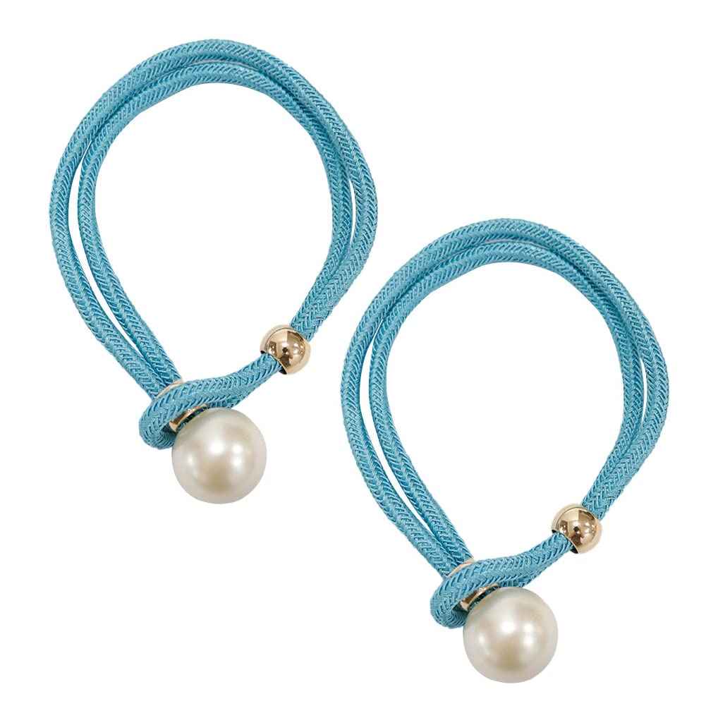 Turbokey 2 PCS Curtain Tiebacks Faux Pearl Beaded Drapery Holdbacks, Braided Buckle Fastener Accessories Home Office Windows Drapery Braided Buckle