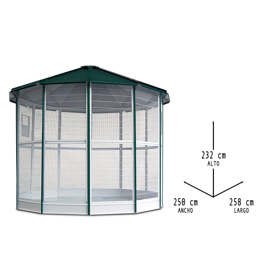 FINCA CASAREJO Voladera Grande para Pájaros - Voladera Manila de 12 Lados para Aves exóticas - Pajarera Exterior - Voladera de jardín