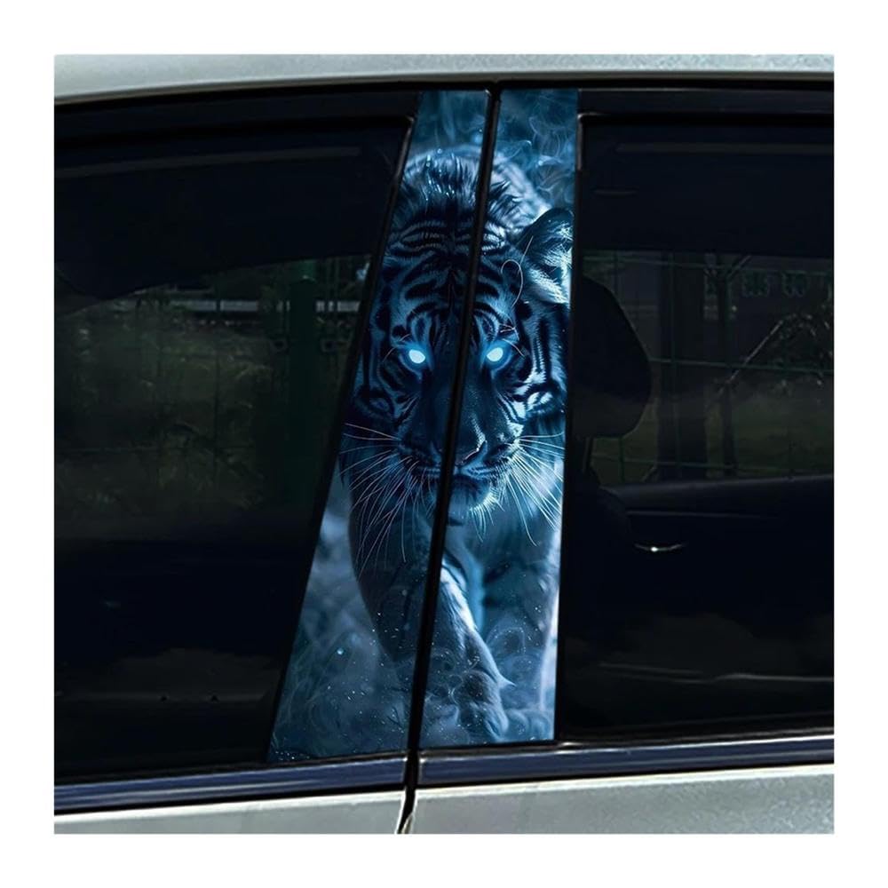 Decorative Items 2Pcs Car Center Column Stickers Blue Eyes Lion Auto B- Pillar Decoration Stickers(F)