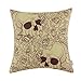 Euphoria CaliTime Cushion Cover Throw Pillow Shell Halloween Skull 18 X 18 Inches, Roses, Wine/Yellow