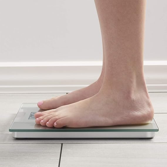 InstaTrack Digital Bathroom Scale for Body Weight, Capacity up to 400 lbs, High Precision Measurements, Batteries Included, Silver