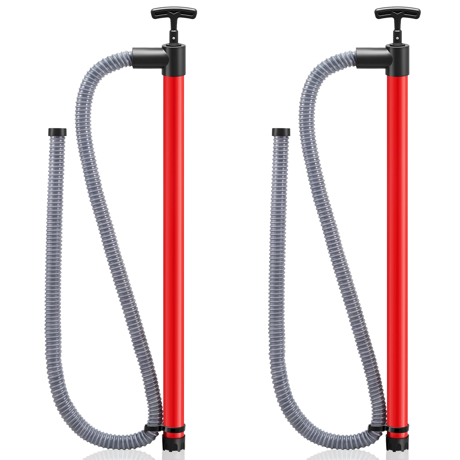 Datanly 2 Pcs Hand Bilge Pump Self Priming 36 Inch Manual Water Pump with Removable 72 Inch Hose on Small Boats, Kayaks, Canoes, Bilges or Any Place Water Collects, Red