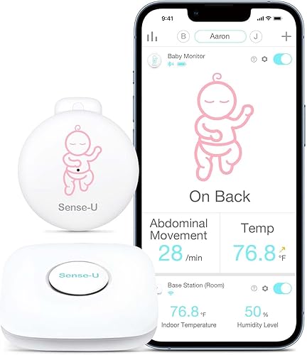Sense-U Monitor inteligente para bebés 3 rastrea el movimiento abdominal del niño, vuelco, temperatura de sensación y temperatura de la habitación