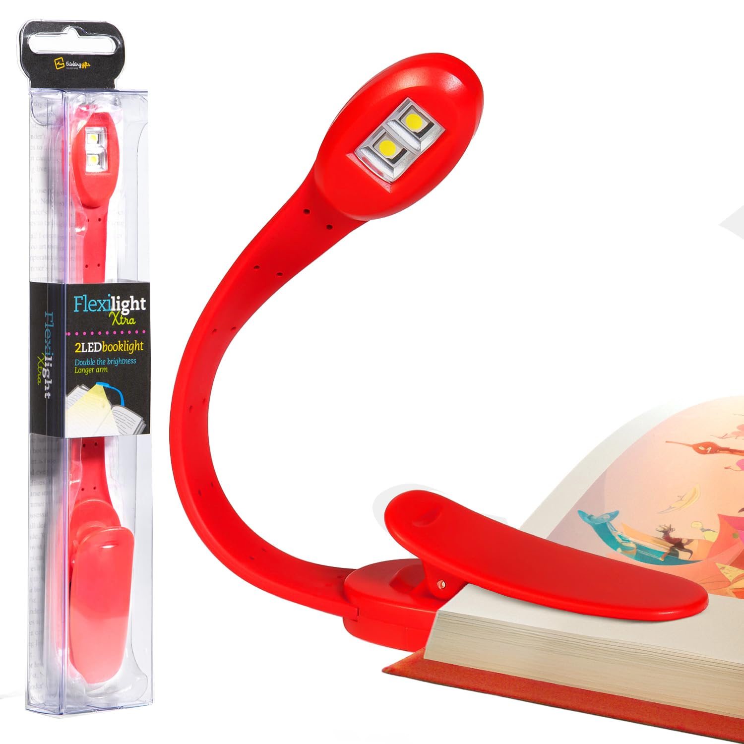 Bookmark Reading Light Pink Leaf - Flexilight Xtra 2in1 Clip On Bookmark Book Light for Reading Night in Bed, Battery Operated Travel LED Book Lights, 8 Lumen Lights